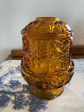 Vintage 1970s fairy lamp, Amber stars and bars